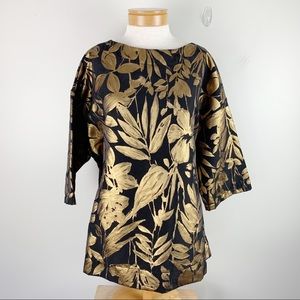 Bryn Walker Shimmer Gold Brocade Lagenlook Tunic